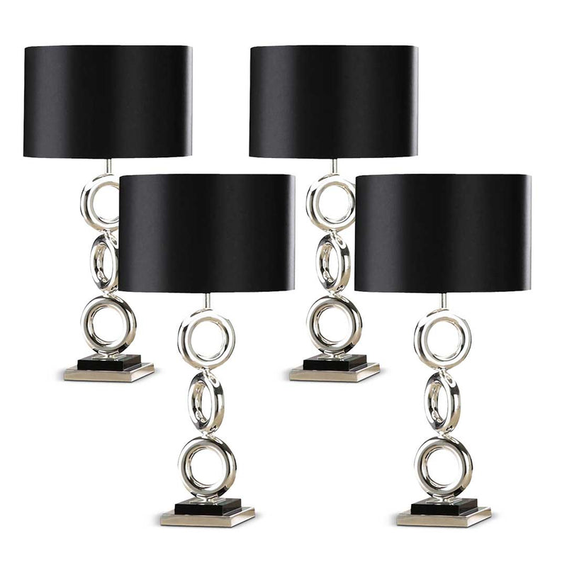4X Industrial Style Table Lamp Metal And Fabric Drum Shade 35cm X 65cm