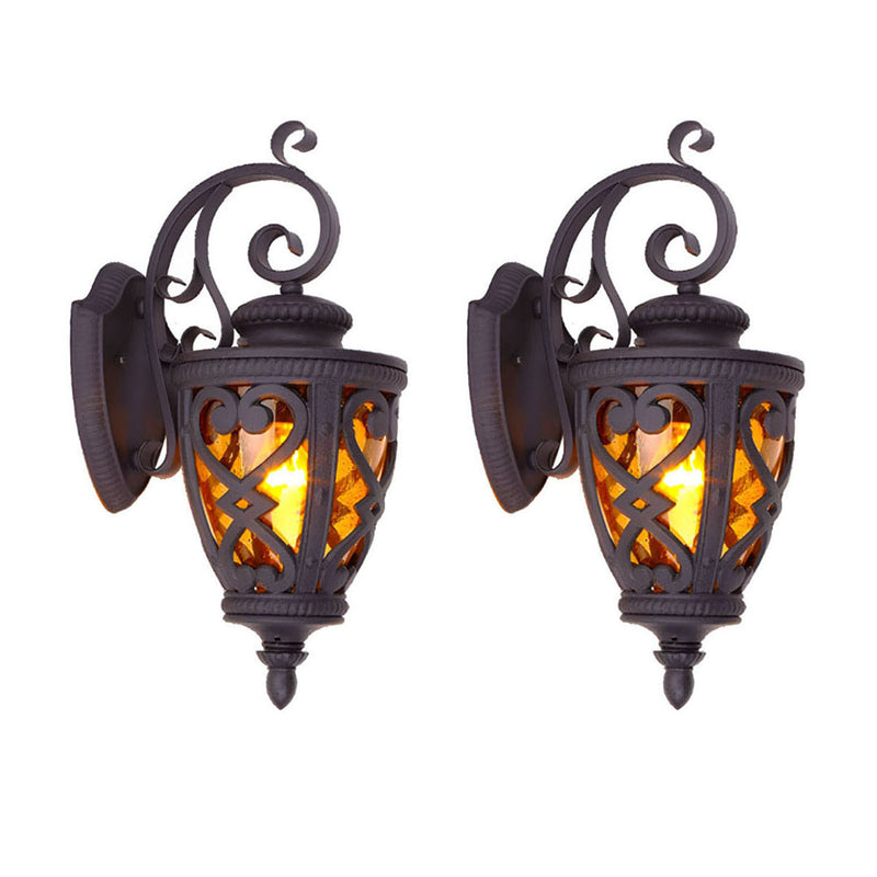 2X Wall Sconce Aluminum Glass 57cm Antique Bronze Outdoor Light