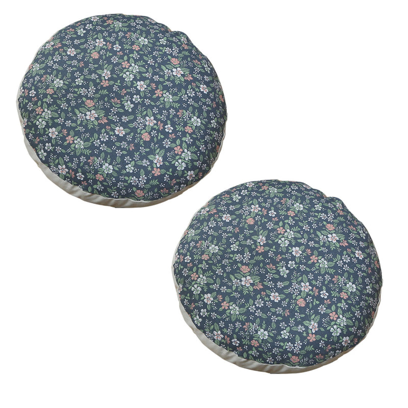 2X 45x45x18cm Blue Polyester Cotton Floor Cushion Epp Fill Velvet Feel