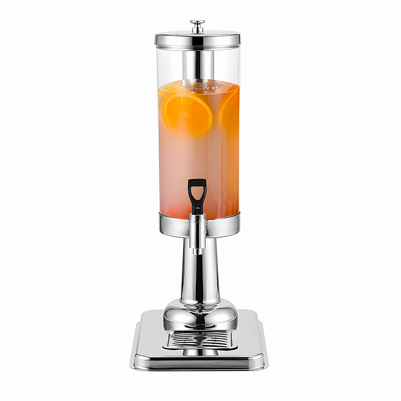 3L Stainless Steel Ice Cylinder Beverage Dispenser Silver Clear Drip Free Faucet