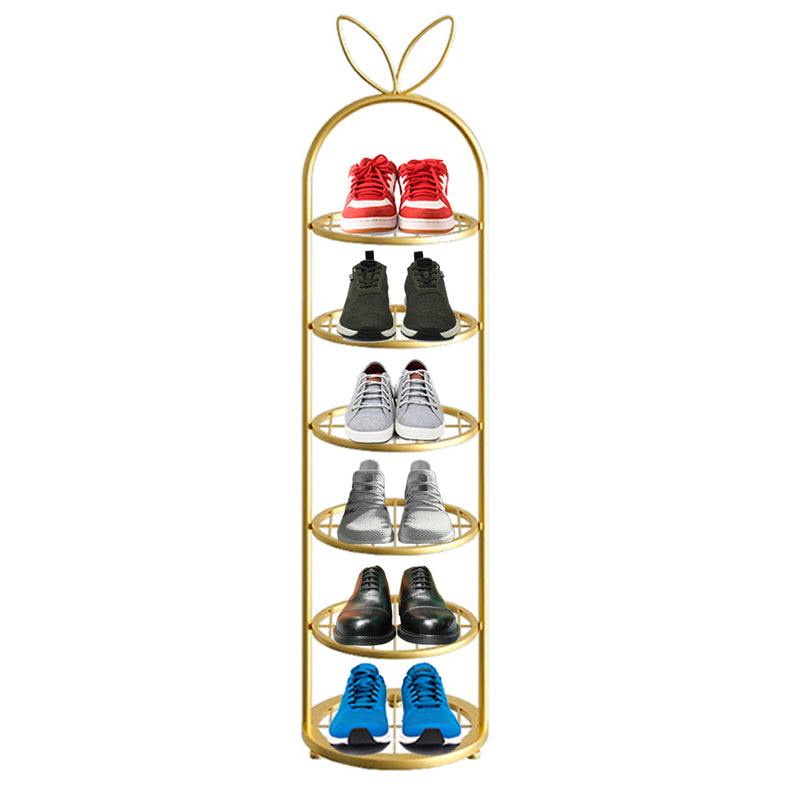 6 Tier Gold Metal Shoe Organizer Space Saving Footwear Storage Rack