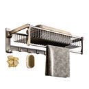 61cm Gray Wall-Mounted Aluminum Towel Holder Double Pole Bathroom Organizer Hooks