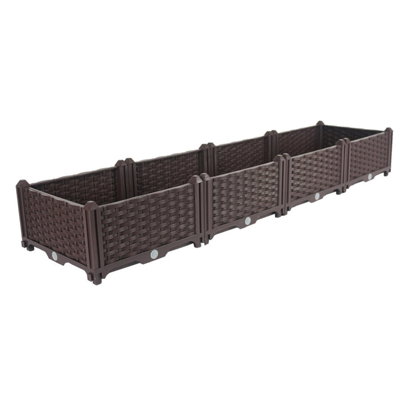160cm Raised Planter Box Polypropylene Self Watering 15cm Depth Dark Brown