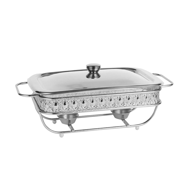 Portable 1.5L Lace Edge Dining Stove Glass Pot Stainless Steel Lid Silver