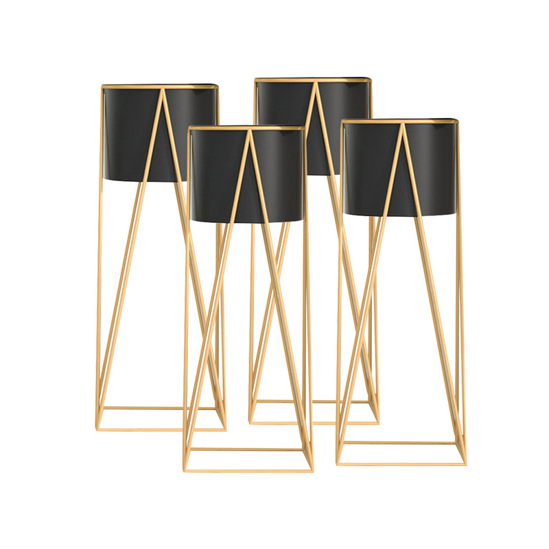 4X 50cm Gold Metal Plant Stand Detachable Black Enamel Pot Corner Indoor