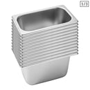 12X Stainless Steel Gastronorm Full Size Pan 1/3 15cm Deep Anti-Jam Stackable