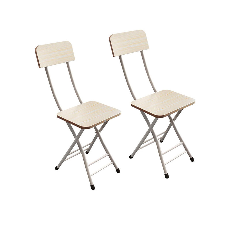 Foldable Chairs Mdf Seat Aluminum Legs 77cm Height 44cm White Maple Set of 2