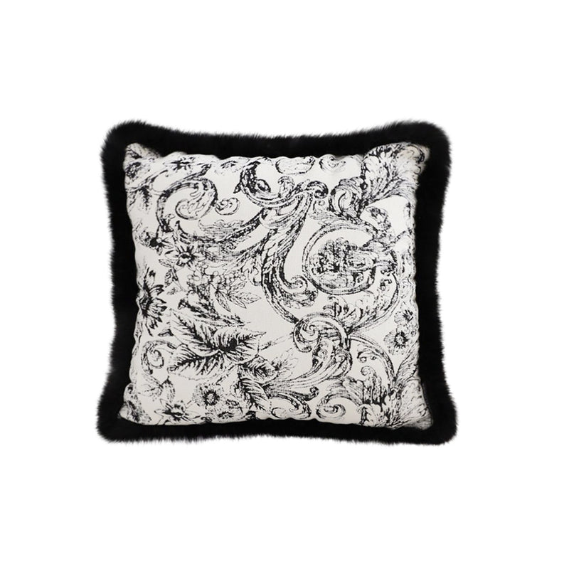 Floral Jacquard Woven Velvet Throw Pillow 45x45cm Multicolor Fringe