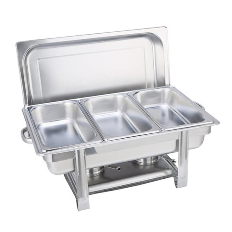 Triple Tray Stainless Steel Chafing Dish 3x3L Mirror Finish Buffet Warmer