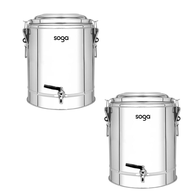 2X 40L Stainless Steel Insulated Beverage Dispenser With Tap For Hot Cold
