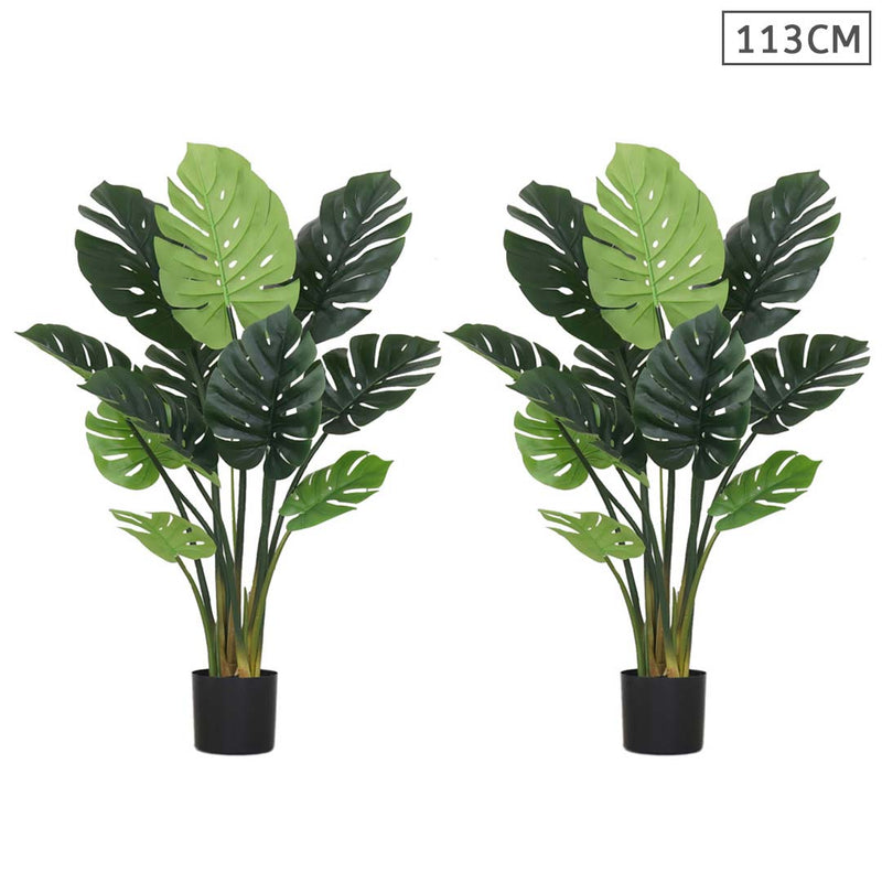 2X 113cm Artificial Potted Turtle Back Plant Realistic Indoor Outdoor With Moss