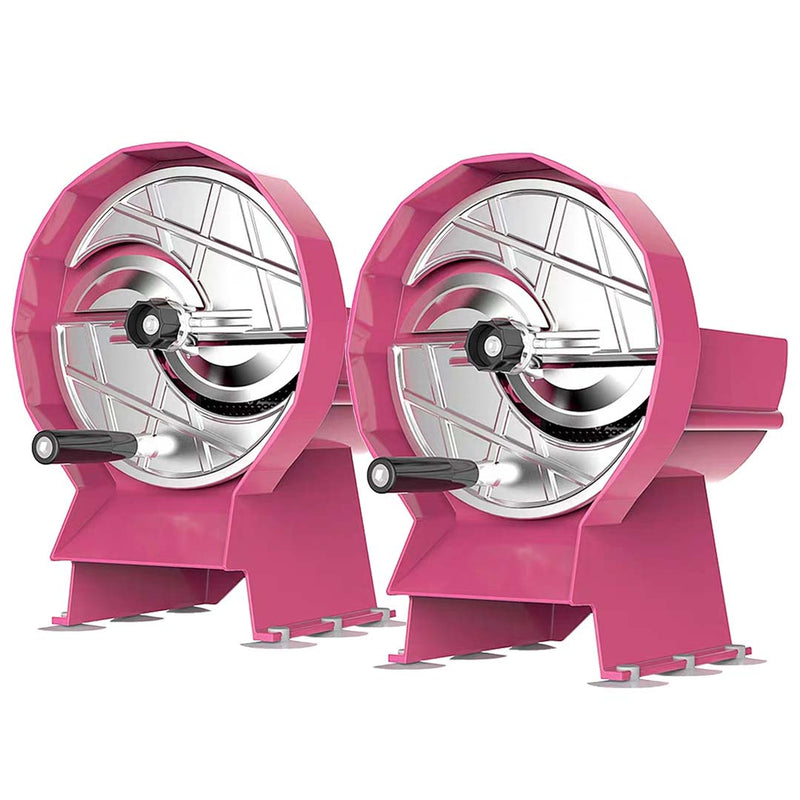 2X Manual Vegetable Fruit Slicer Adjustable Blade Large Slot Pink Commercial Use