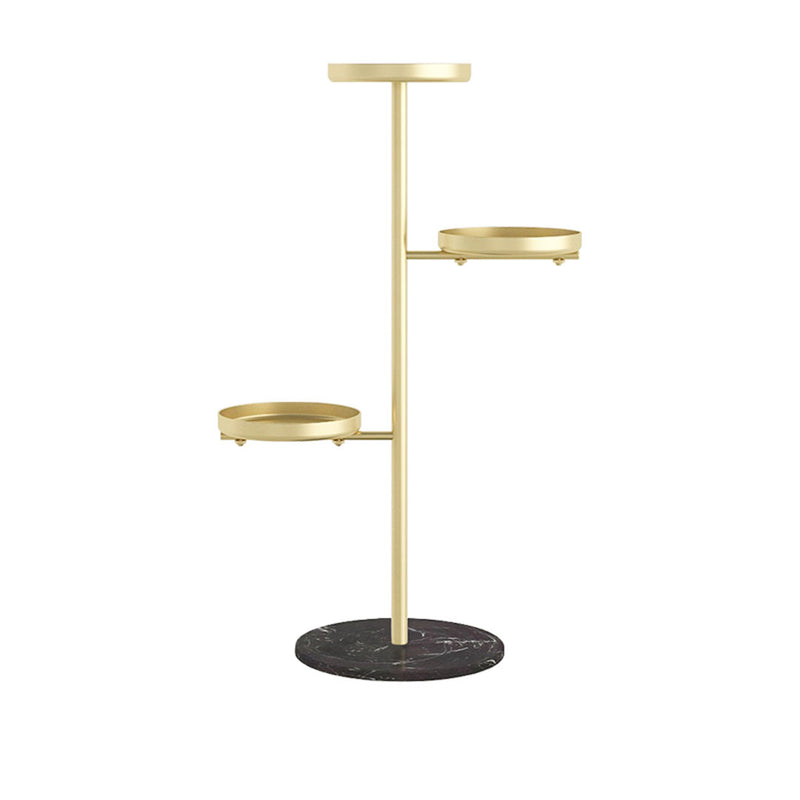 3 Tier Gold Metal Round Plant Stand Marble Base Removable Trays 32cmx22cmx88cm
