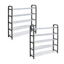 2X Space Saving Shoes Organizer Rack 71x21cm 5 Layer Compact Storage Solution