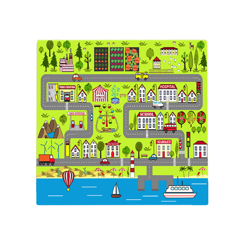 Kids Street Map Playroom Rug Polyester 120x180cm Multicolor