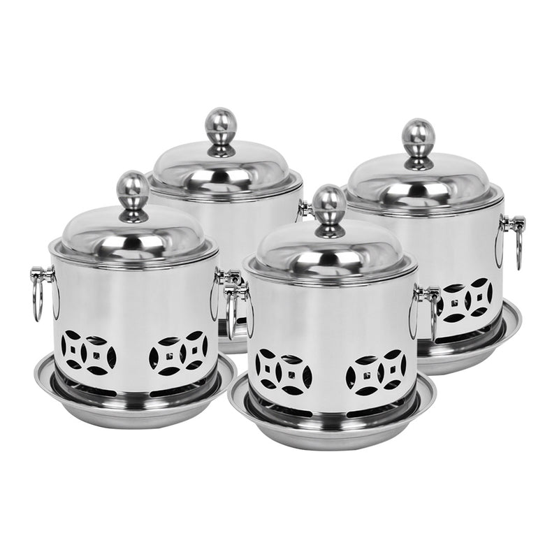 4X Stainless Steel Mini Hot Pot Shabu Alcohol Stove With Lid 20cm 23cm