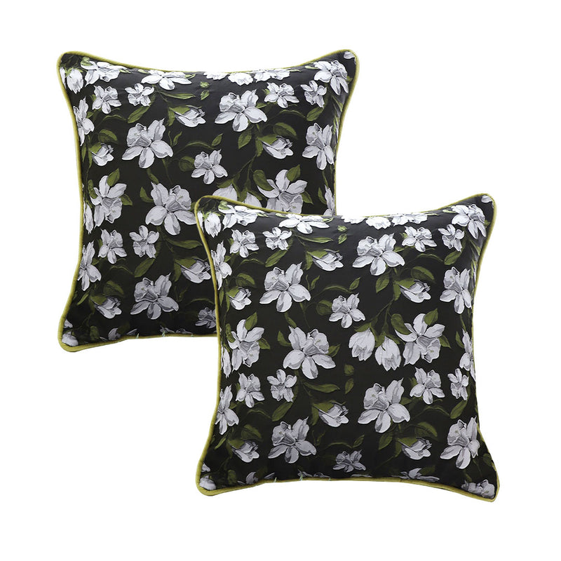 2X 45x45cm Velvet Plush Square Throw Pillows Olive Green 15cm Thick