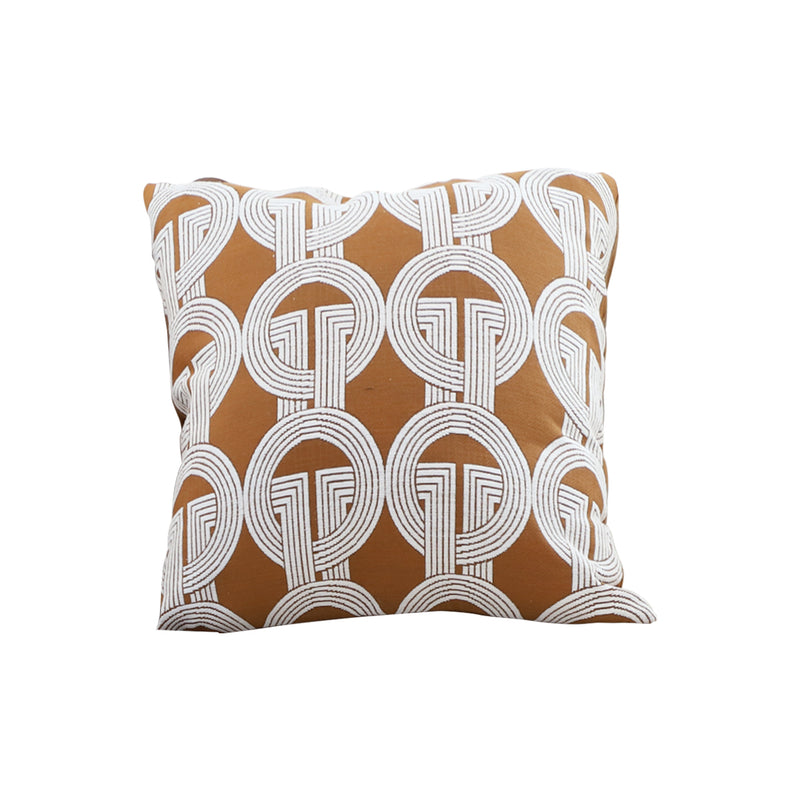 45x45x14cm Brown Circular Chain Jacquard Polyester Square Throw Pillow