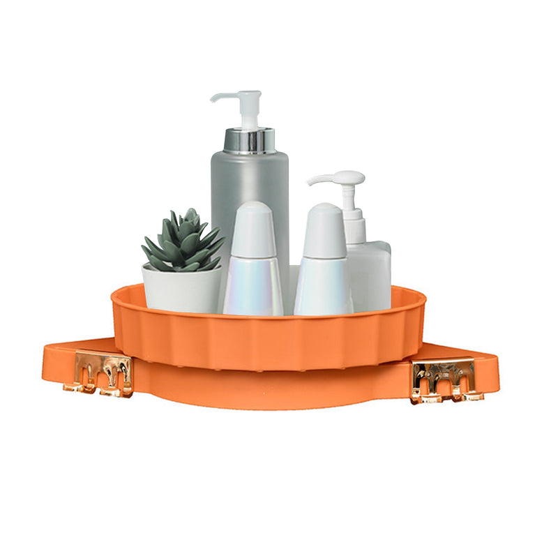 360 Degree Rotating Plastic Corner Bathroom Organizer Adhesive Orange