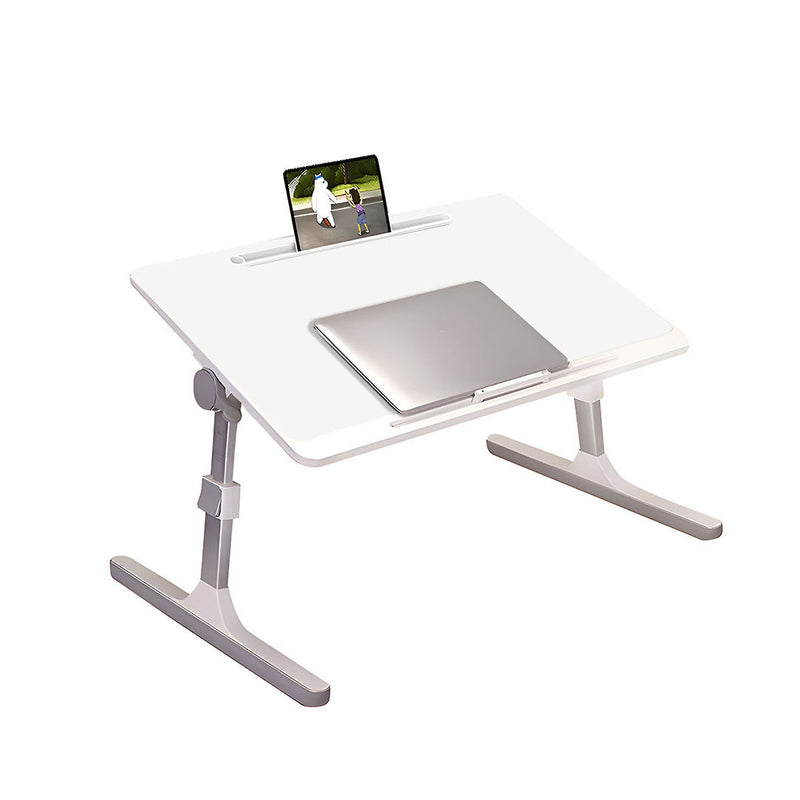 60X40cm White Portable Foldable Adjustable Laptop Bed Table With Tablet Slot