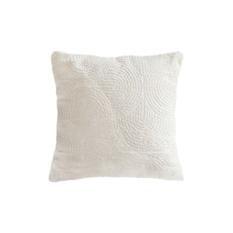 Velvet Throw Pillow 45x45cm 15cm Thick Beige 3D Arched Raised Pattern Plush