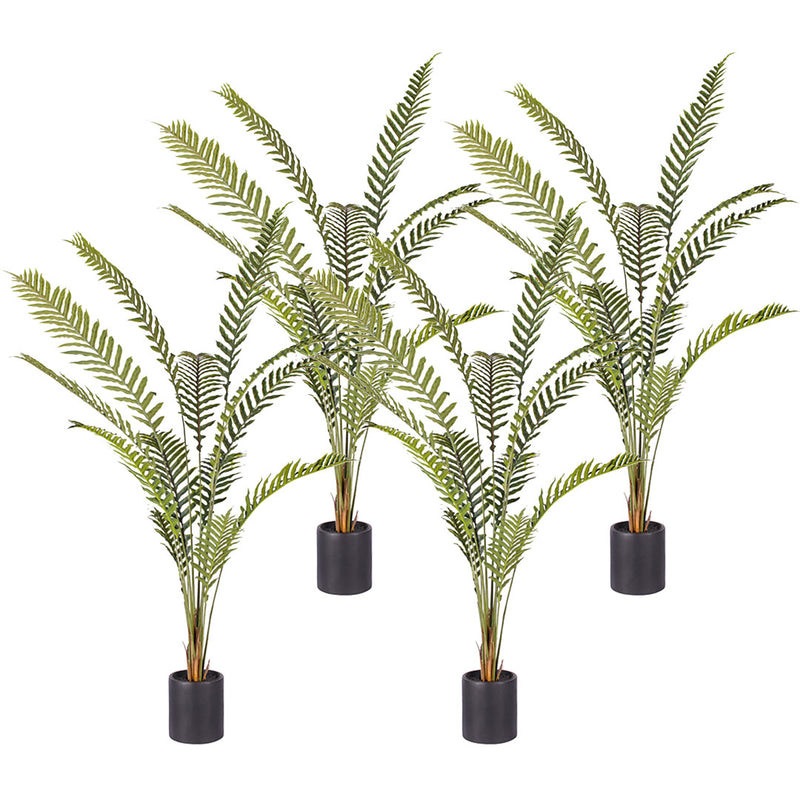 4X Artificial Hares Foot Fern Tree Polyethylene 240cm Green With Black Pot