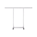 180cm Stainless Steel Floor Standing Clothes Rack With Wheels Rust Resistant
