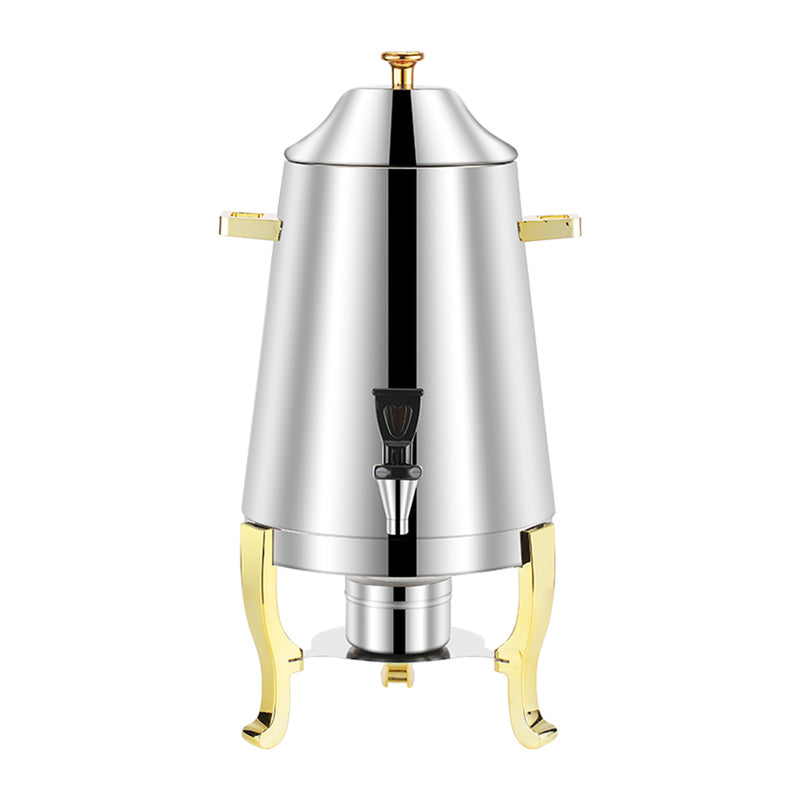 Stainless Steel 13L Beverage Dispenser Silver Gold Trim Elegant Design