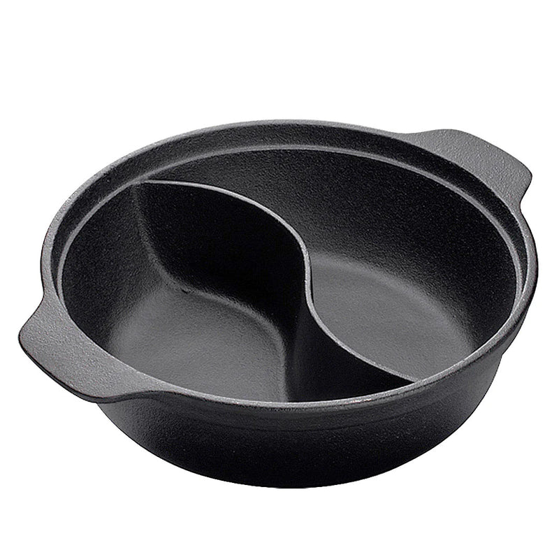 32CM Cast Iron Shabu Shabu Hotpot Two-Flavor Division Non-Stick Black Wok