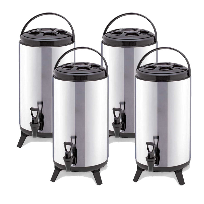 4X 18L 304 Stainless Steel Insulated Portable Beverage Dispenser With Tap