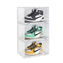 3 Tier Transparent Shoe Organizer Plastic Foldable Stackable Box with Magnetic Door