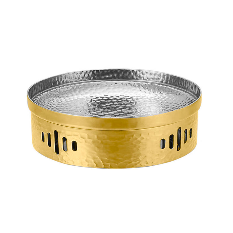 28cm Stainless Steel Insulated Dry Pot Hammered Texture Gold