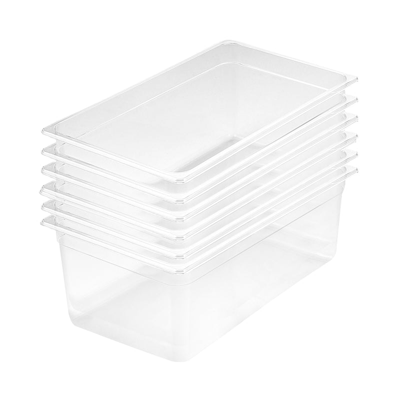 Gastronorm 1/1 Polycarbonate 200mm Clear Food Pan 53x32.5x20cm Bundle of 6