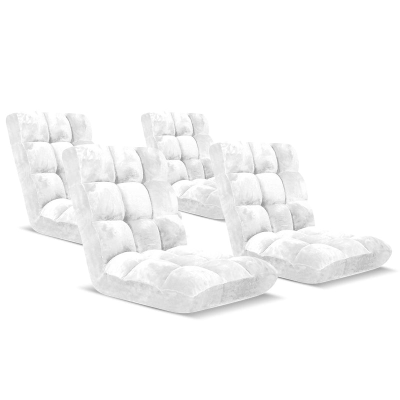 4X Folding Floor Recliner Cushion Memory Foam 108x53x10Cm White 6 Position