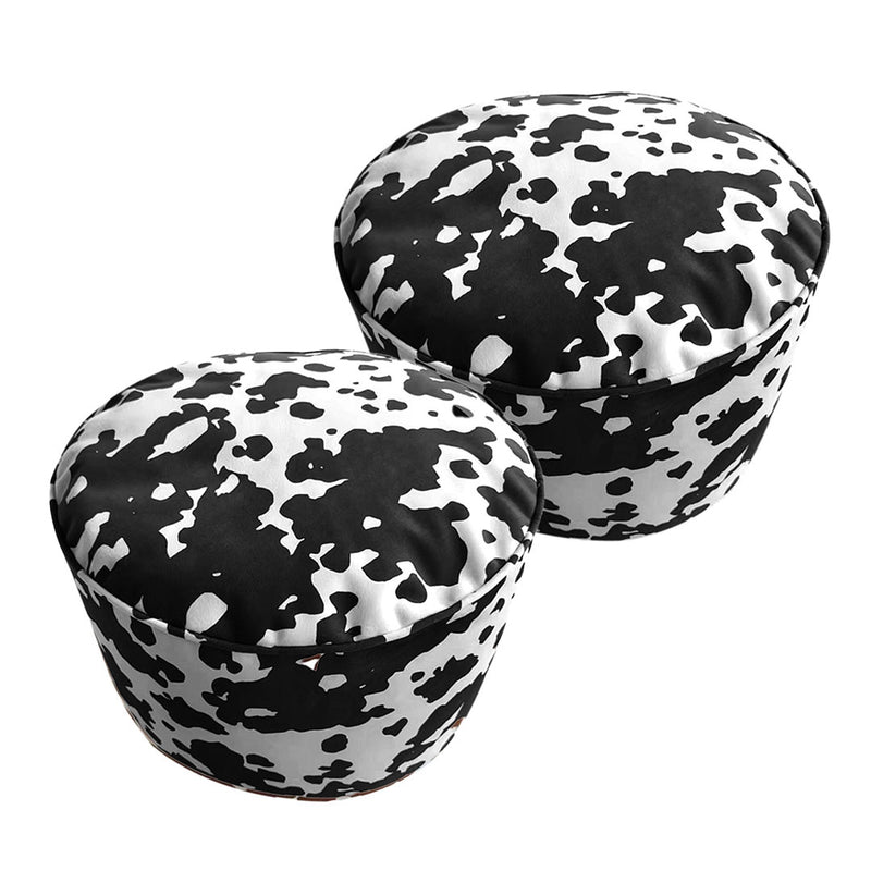 2X Round Pouffe Seat Cushion Velvet Cotton 48x35cm Multicolor Footstool Decor