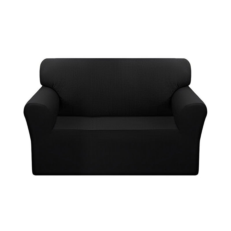 2 Seater Stretch Polyester Sofa Slipcover Couch Protector Black