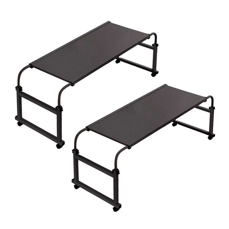 Black Cross Bed Desk Adjustable Height Length Removable Wheels Home Office