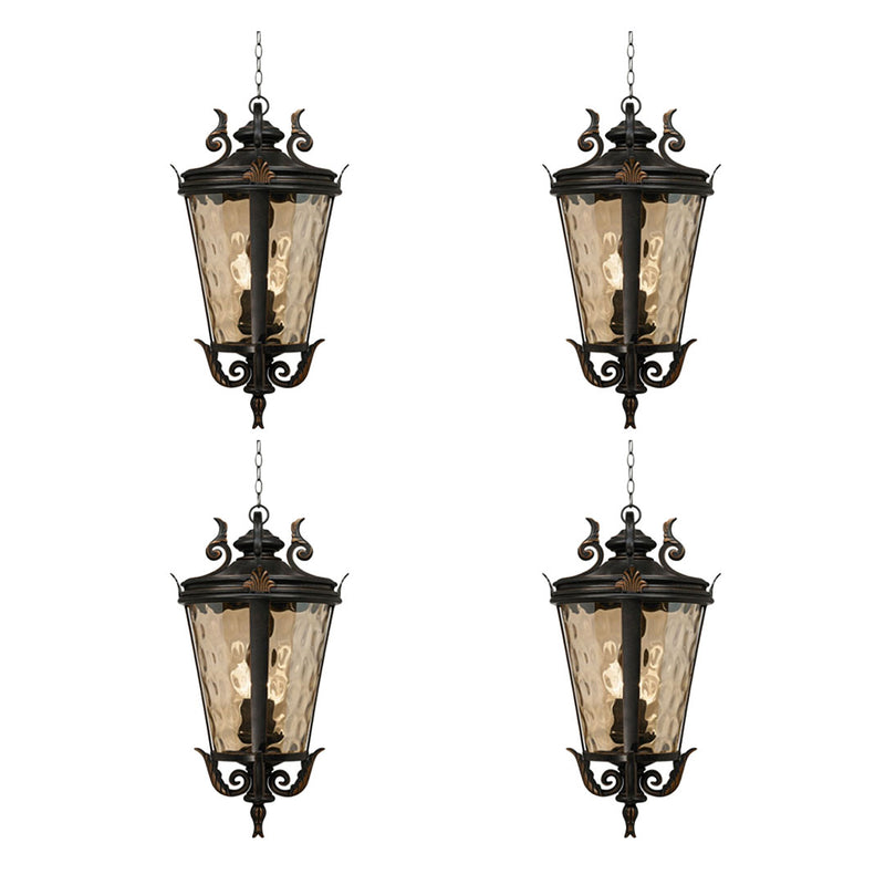 4X Vintage Aluminum Glass Chandelier 30cmX60.3cm Hanging Light Dark Brown