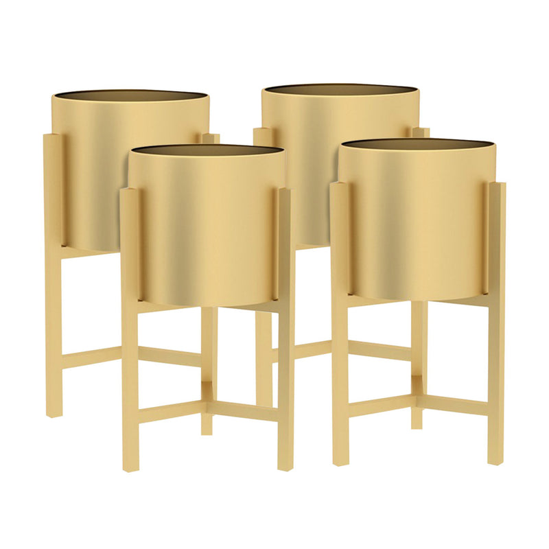 4X Gold Metal Plant Stand Enamel Pot 45cm Tall Corner Display