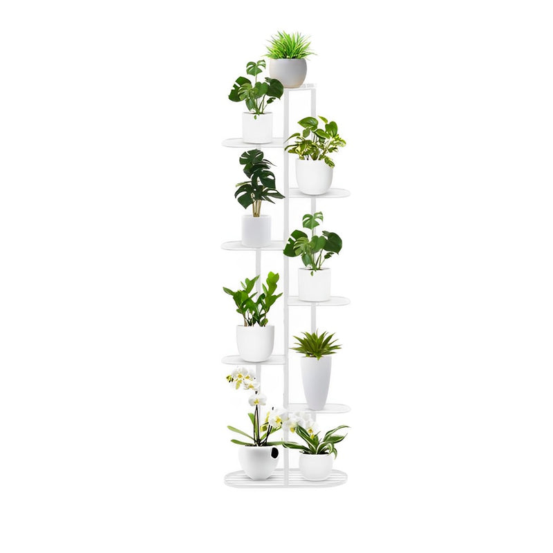 8 Tier 9 Pots White Metal Plant Stand Rack 140cm Tall Space Saving Display
