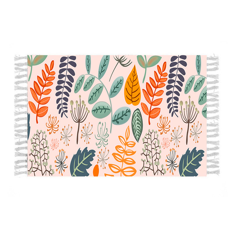90x180cm Cotton Polyester Area Rug Multicolor Striped Pattern with Tassels