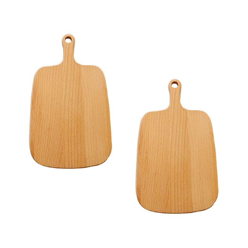 2X 26cm Brown Beech Wood Rectangular Serving Tray With Handle Reversible