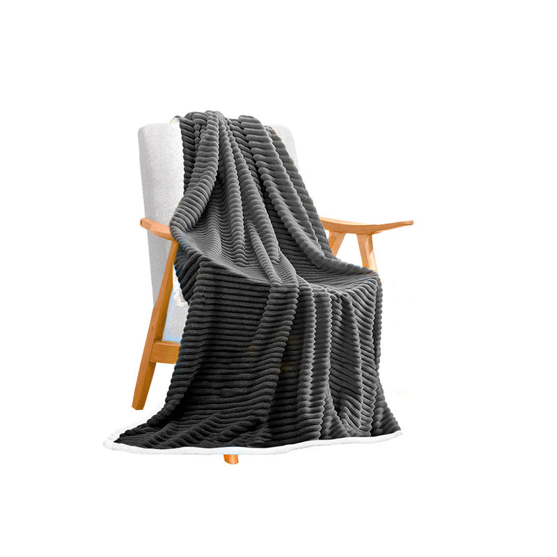 Throw Blanket Flannel Polyester 200x220cm Thick Double Sided Grey