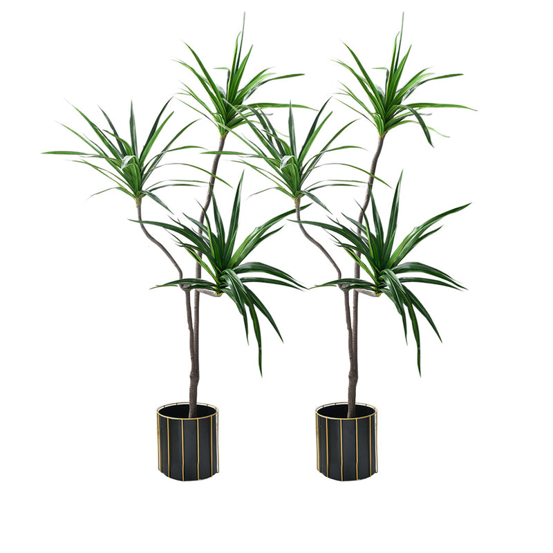 2X 180cm Green Artificial Brazilian Iron Tree Realistic Potted 90 Leaves 3 Heads