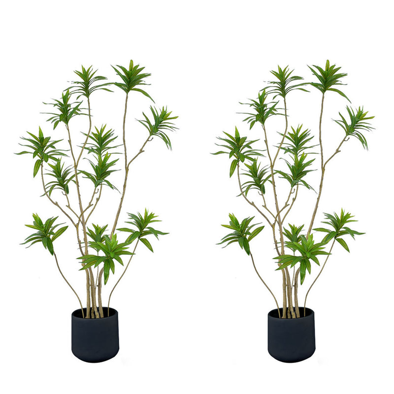 2X 150cm Artificial Lily Bamboo Tree 12 Branches Polyurethane Green
