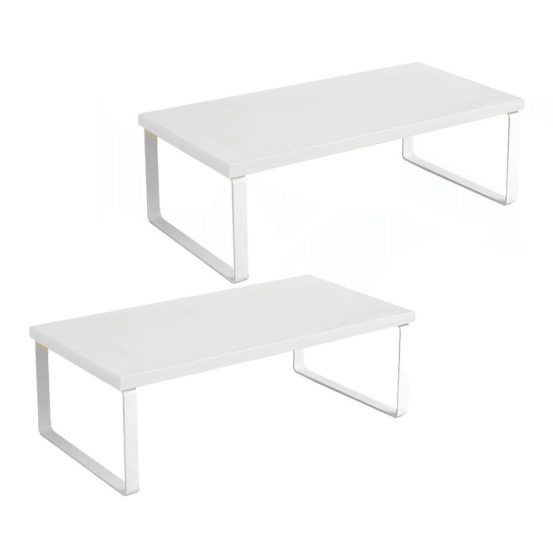 2X White 50cm Computer Monitor Stand With Storage Ergonomic Elevated Desk Riser