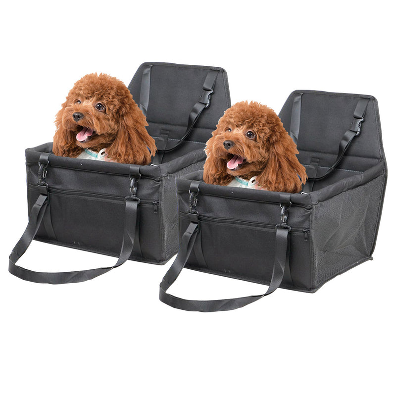 2X Pet Booster Car Seat 40x30x25cm 600D Oxford Waterproof Breathable Black