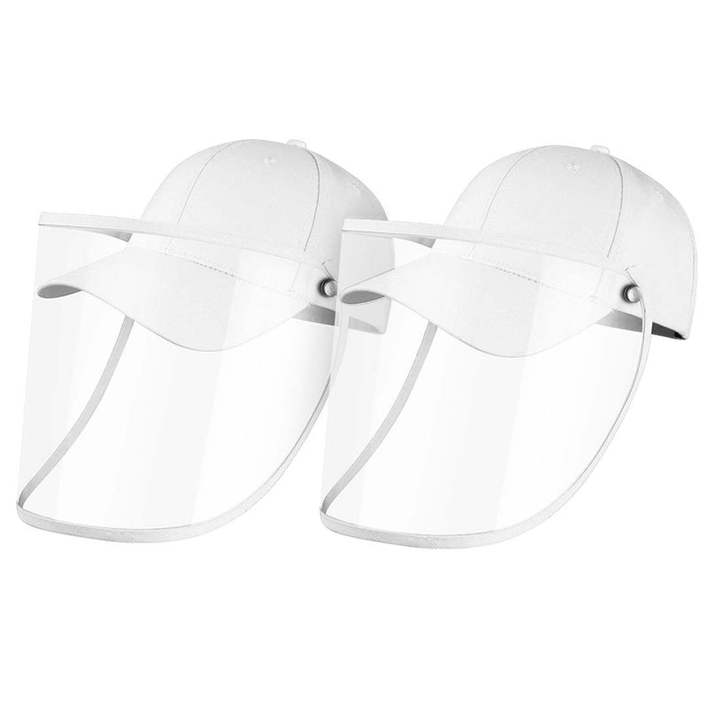 2X Adult Protective Hat Full Face Tpu Shield Cotton Baseball Cap White 27cmx41cm