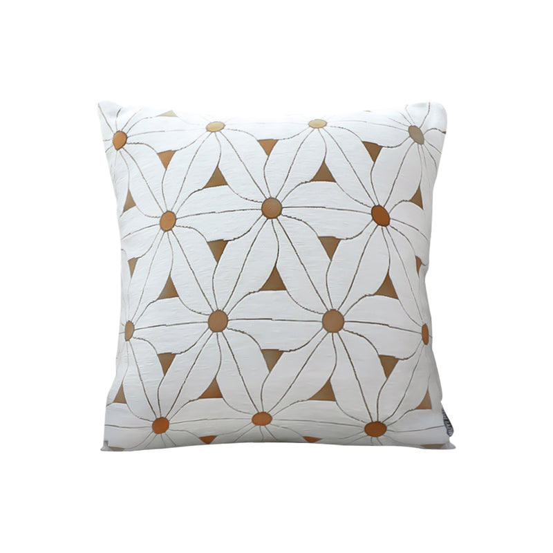 Throw Pillow Polyester Cotton 50x50x18cm Thick Plush Support White Brown