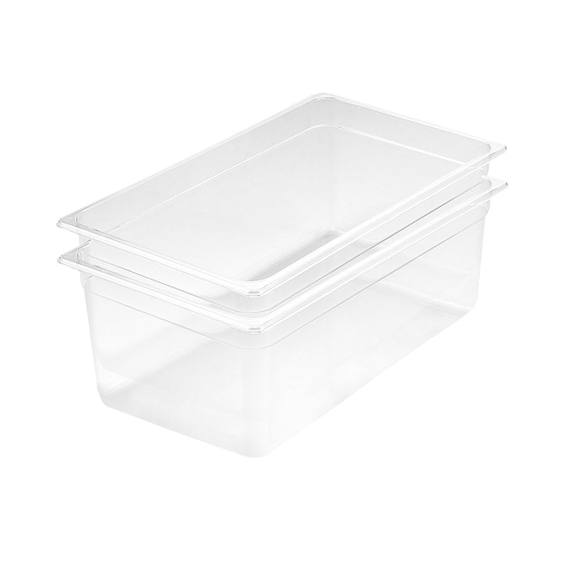 200mm GN Pan Set of 2 Polycarbonate Food Tray Transparent Dishwasher Safe